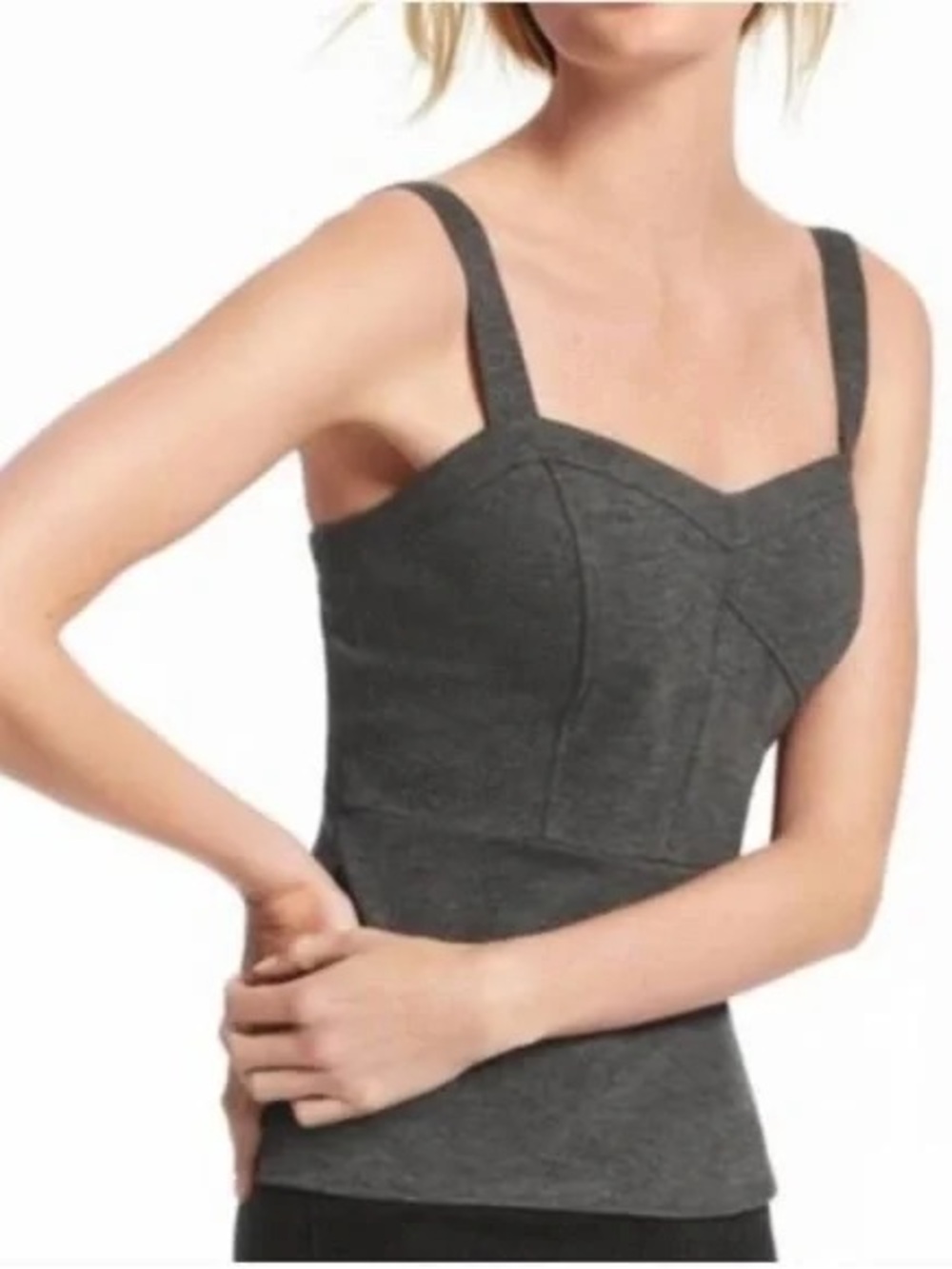 CAbi Charcoal Gray Over the Moon Sweetheart Tank Top